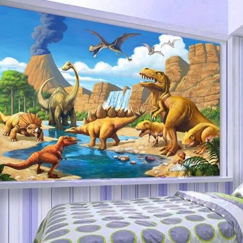 Dropship Custom 3D Mural Wallpaper Lakefront Dinosaur Tyrannosaurus Rex Childrens Living Room Bedroom Wall Papers Home Decor