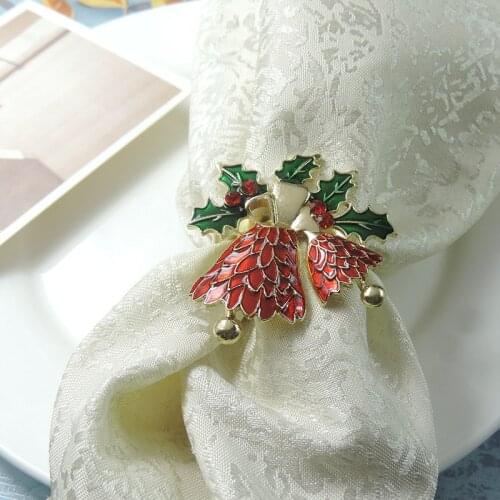 12pcs Hotel Furnishing Holy Day Bell Alloy Napkin Buckle Napkin Ring Napkin Ring Napkin Ring Cloth Ring Western Food Utensils