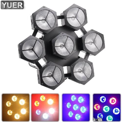 NEW LED 7X40W COB RGB 4IN1 Stage Light Retro Lamp DMX Voice Vontrol DJ Disco Wedding Party Nightclub Concerts Indoor 6/9/21/30CH
