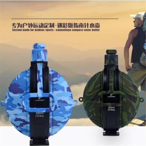 Collapsible 580ML High Capacity Bike Water Bottle Portable Silicone Water Kettle With Compass Bottle Cap Cycling Travel Kettle