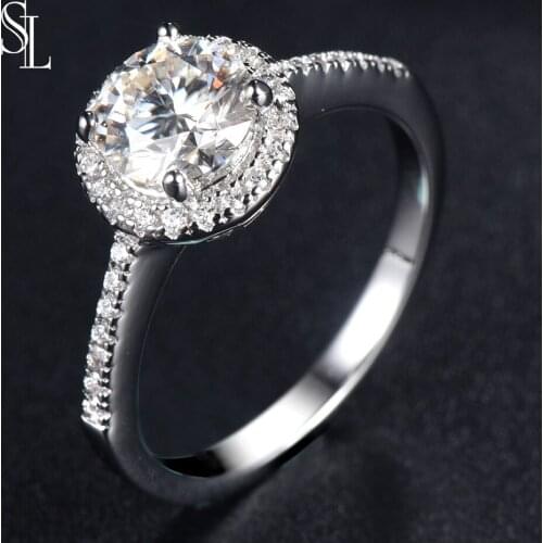 SL Round Cut EF VVS1 Moissanite 925 Silver Ring Diamond Test Passed Fashion Love Fashion Girlfriend Gift