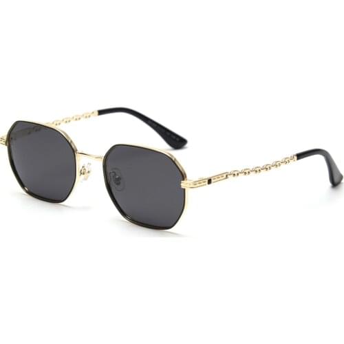 Veshion Uv400 Polarized Sunglasses Men Square Small Metal Chain Retro Women Sun Glasses Vintage Octagonal 2021 Spring Polygon