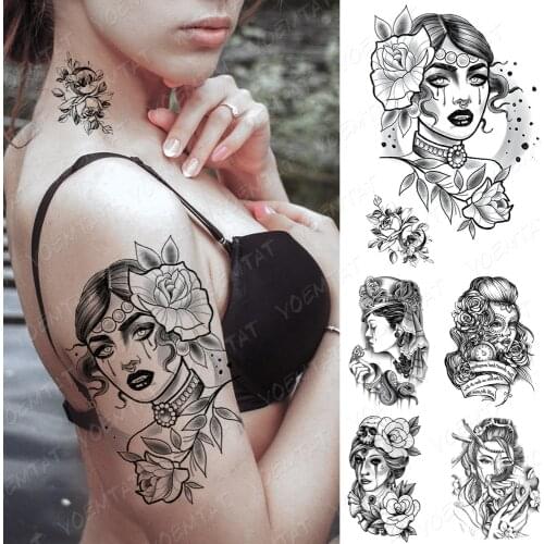 Waterproof Temporary Tattoo Sticker Old School Flash Tattoos Divination Beauty Girl Portrait Body Art Arm Fake Tatoo Women Men