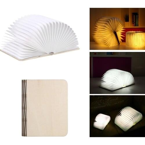 USB LED Book Light 3 Colors Bedside Reading Lamp USB Magnetic Foldable Wooden Table Desk Lamp LED Paper Lantern Night Light