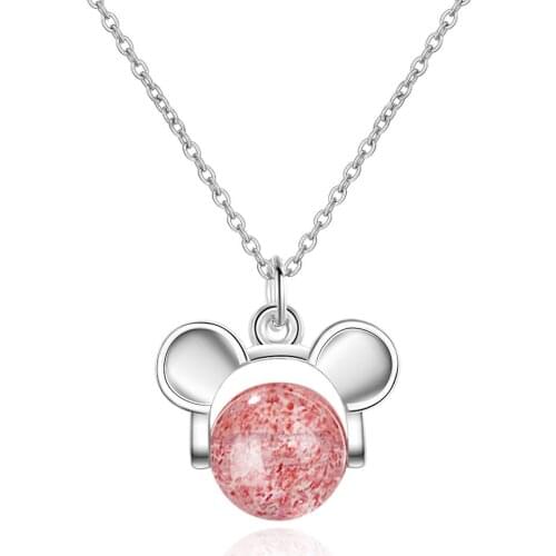 WANGAIYAO set of chain female Korean version of the small fresh year of the mouse mini pink peach blossom strawberry crystal sim