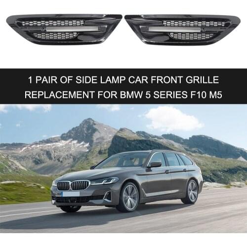 1 Pair Mesh Light Grill Bumper Car Front Side Light Lamp Open Vent Grille Replacement for BMW 5 Series F10 M5