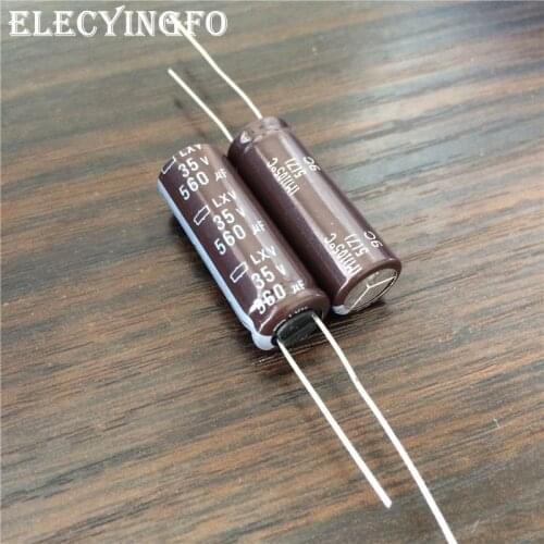 10pcs/100pcs 560uF 35V560UF NIPPON LXV Series 10x25mm Low Impedance 35V560uF Aluminum Electrolytic Capacitor