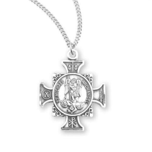 12pcs Cross Shaped St Michael Archangel necklace
