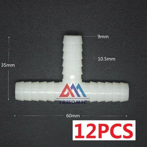 12 pieces 9mm T tpye equant Connector Equal Tube Joiner Material PE Plastic Fitting Fish Tank Airline Aquarium