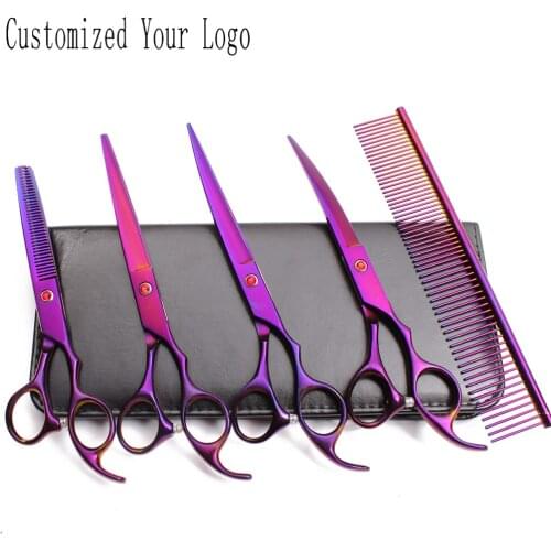 20Sets 7.0" Wholesale Customize Logo Dog Scissors Puppy Grooming Scissors Set Straight Shears Thinning Shears Pet Scissors C3003