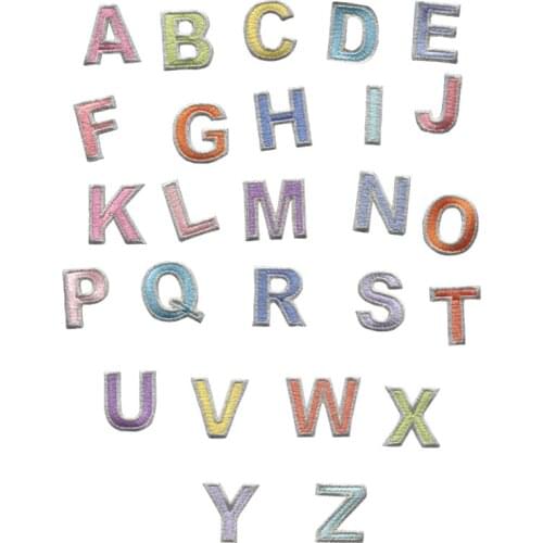 New 26pcs Colorful Letter Patches for Clothing Embroidered Appliques Diy Name Logo Iron-on Patch Jeans Clothes Sticker Stripes