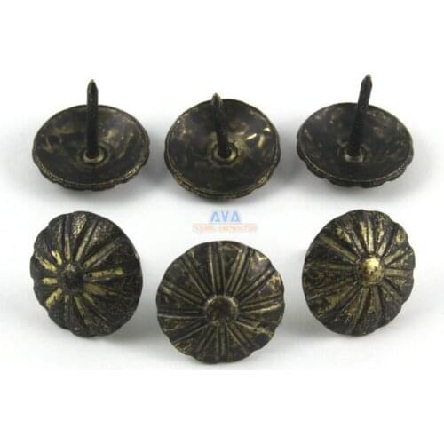 50 Pieces 19x20mm Antique Brass Flower Upholstery Tacks Nails