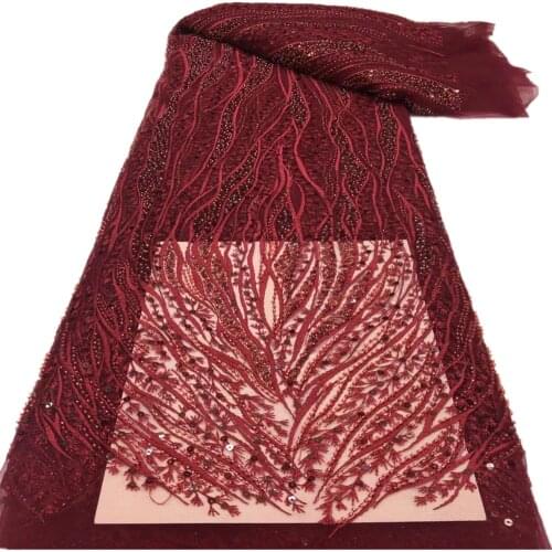 African French Tulle Lace Fabric 2021 High Quality Lace With Sequins/beads Nigerian Lace Fabrics For Wedding Dress Sewing XX-310