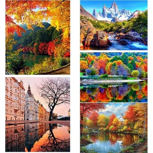 DIY 5D Diamond Painting Landscape Tree Diamond Art Embroidery Mountain Cross Stitch Full Round/Square Drill Home Decor Crafts