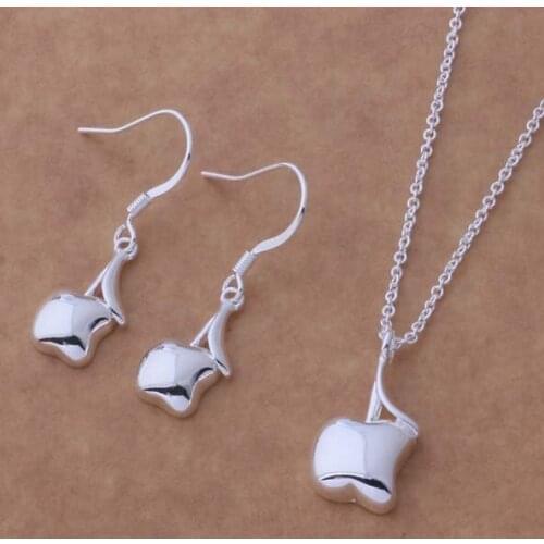 AS151 Lucky Silver Color 925 Jewelry Sets For Women Earring 144 + Necklace 594 /bipajzwa Agpaixwa