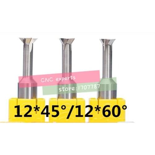 Free Delivery 1PCS 12*45/12*60 degrees carbide straight shank dovetail milling cutter, alloy straight shank milling cutter