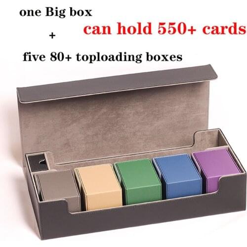 Large Black Card Case Deck Box Storage Box With 5 Small boxes For Board Game Cards MTG/TCG/PKM/PTCGYugioh Can Hold 550+ Cards