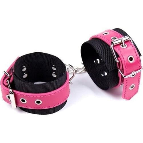 Bondage Sex Toys PU Leather Furry Comfortable Handcuffs Restraints Bondage Tools Flirting Tool for Beginners