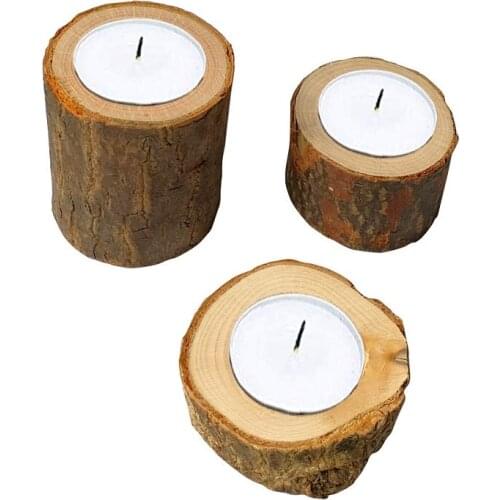 Bark Wooden Candlestick Candle Holder Round Candle Holder Table Desktop Decoration Plant Flower Plot