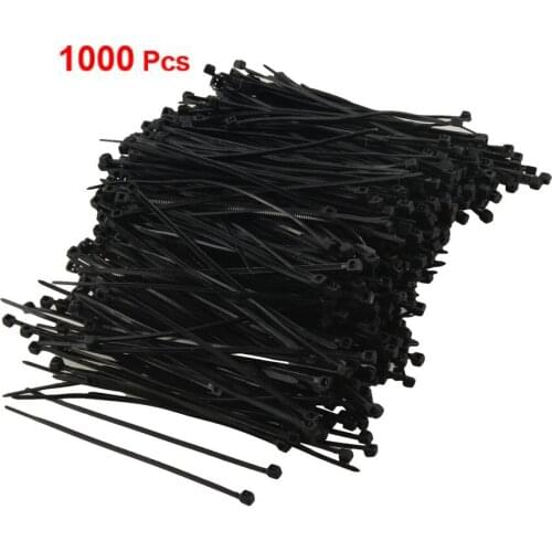 IMC Hot 1000 Pcs Black Plastic Cable Zip Tie Fasten Wrap 95mm x 2mm