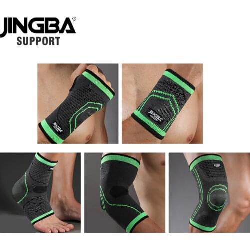 JINGBA SUPPORT 2020 New 1PCS Nylon knee protector+wristband Support+ankle support+basketball knee pads Tennis Badminton Brace