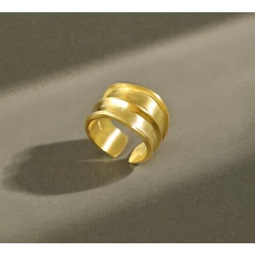 XIHA 925 Sterling Silver Ring Irregular Geometric Wide Open Adjustable Rings for Women Punk Hiphop Rock Chunky Statement Jewelry