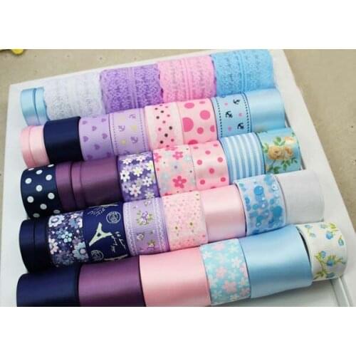 Pretty Mixed 40 styles satin hairbow Variety Printing Crochet Lace Checked Polka Dot Flower DIY decorative Ornament