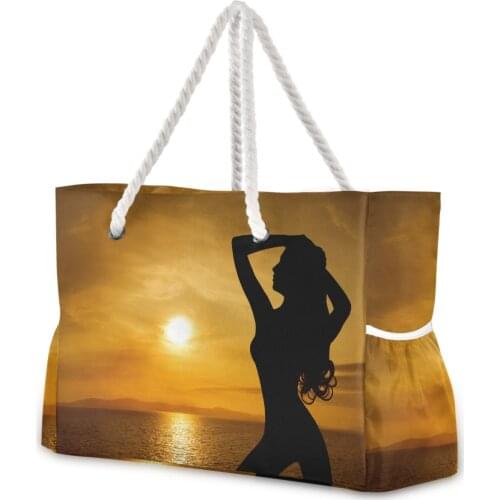 Summer Beach Bags For Women 2021 Shoulder Bag Girl in the sunset Print Beach Handbags Female Large Capacity Handbag Totes Bag