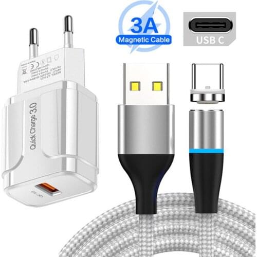 QC 3.0 usb Charger Magnetic 3A Fast Charge Type C Micro Cable For Huawei P8 P20 P30 P40 lite Mate 40 20 Pro Honor 7a 8a 9s 9x 30