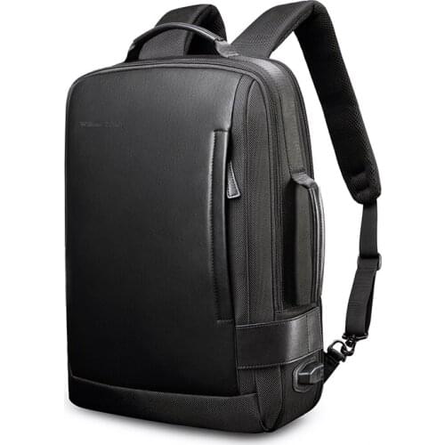 WilliamPolo mens backpack multi-compartment anti-theft bag usb charging port can be portable dual-use bag 187117