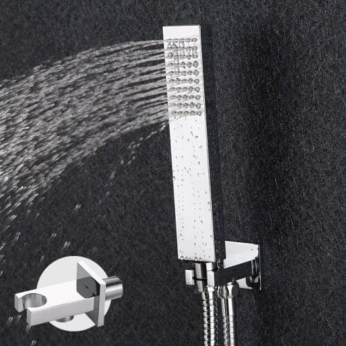 Brass Shower Head set with Shower Holder Support Rack with Hose Connector Wall Elbow Unit Spout water inlet angle valve