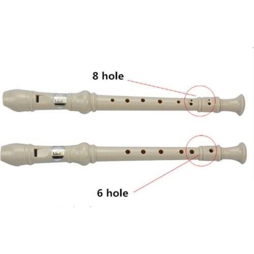 Milky white The German Label G 6 or 8 hole Soprano Recorder Flute with Cleaning Stick German Fingering Chart for Kids Instrument