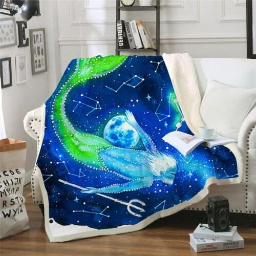 The latest Galaxy fish 3D printing sherba Blanket Sofa quilt cover travel girl bedding export velvet Plush