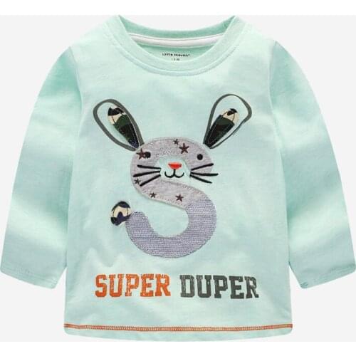 New Autumn Girls T-shirts Long Sleeve Baby Girls Tees Cartoon Applique Embroidery Kids Tops Cotton Childrens Clothing 1-6 Yrs