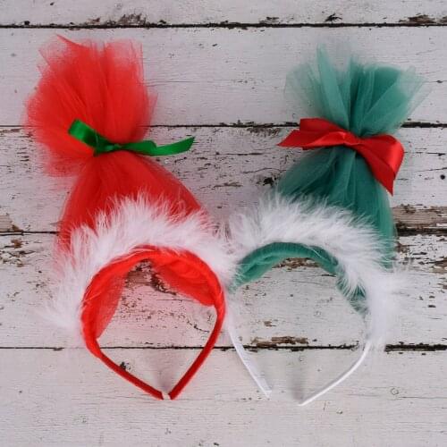 Christmas Torlls Headband Christmas Feather Hairband Kids Christmas Gift Adult Santa Headbands 2 color options New Year Costume