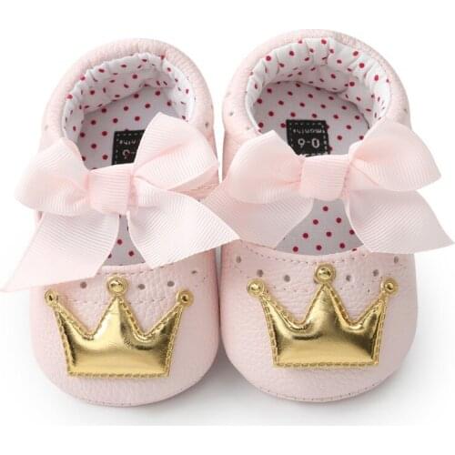 Newborn Baby girl Butterfly Cute Crown Anti-slip Toddler Shoes Princess Baby Soft Soled Shoes First Walkers PU Shoes