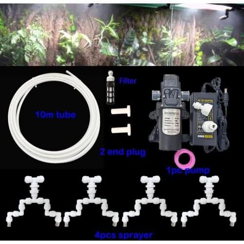Reptiles Fogger Mist Sprinkler Rain Tank 360 Adjustable Aquarium System Connect 1/4'' Tube with Double Head