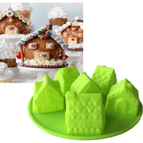 Silicone 3D Christmas Gingerbread House Cake Mold Chocolate For Houses Baking Tools Decorating Cookie Bakeware Mould