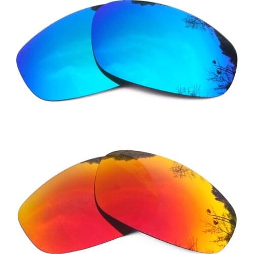 Ice Blue Mirrored & Orange Red Mirrored Polarized Replacement Lenses for Split Jacket Frame 100% UVA & UVB