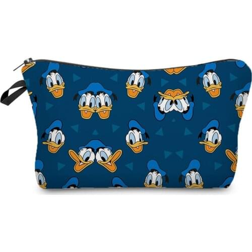 Donald Duck Printed Makeup Bag Disney Women Mini Candy Bag High Quality Cartoon Storage Bag Blue Cosmetic Bag For Nail Polish