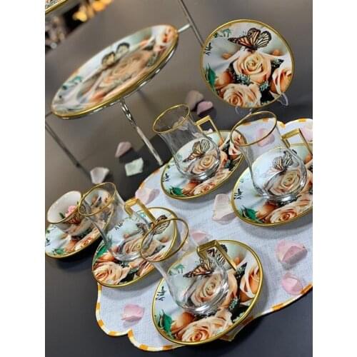 Adel Cake Plate 6 Pieces 21 Cm Butterfly Rose