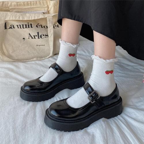 Japanese School Students Uniform Shoes Harajuku JK Round Toe Women Girls Lolita Cosplay shoes sweet Mary Janes shoes platform