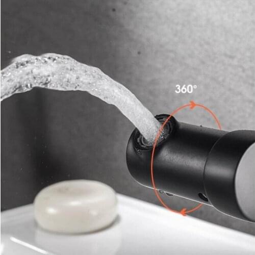 Vidric New Arrival Bathroom Basin Faucet Matte Black Finish Solid Brass 360 Rotation Sink Mixer Tap Hot and Cold Basin Lavatory