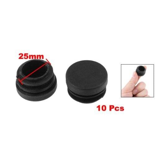 Chair Table Legs 25mm Diameter Plastic Cap Round Ribbed Tube Insert 10 Pcs