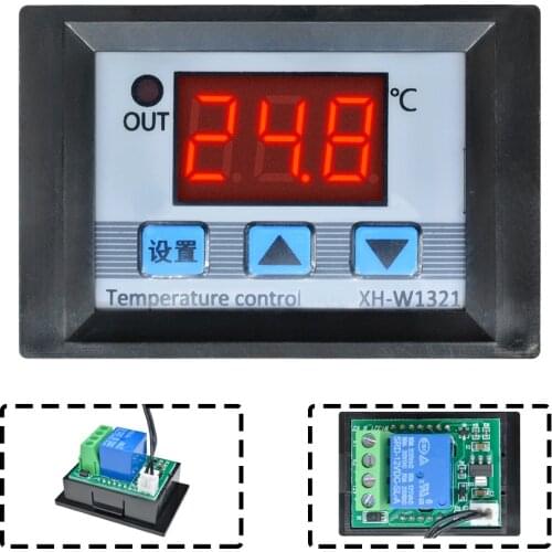 W1321 DC 12V 10A LED Digital Temperature Controller Thermostat Thermomter Control Switch Waterproof NTC Sensor Meter Incubator