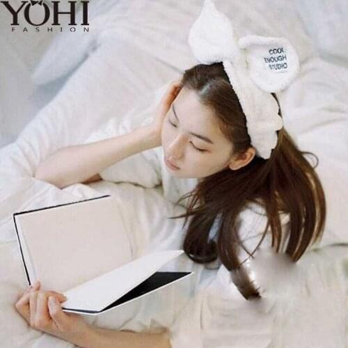 Hairpin hairband wash face soft and warm coral velvet bow animal ear scarf womens headdress fashion hair accessories