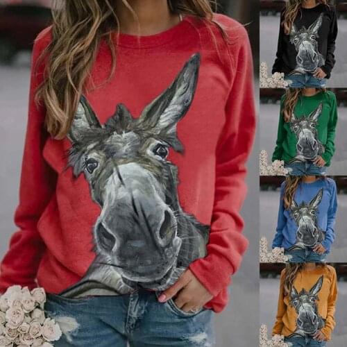 Autumn Womens Hoodies Mountain Print Long-sleeved Sweatshirt Plus Size Casual Pullover Elegant Daily Basic Round Neck Tops