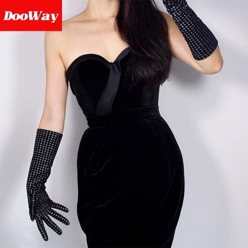 DooWay Women Fashion Evening Prom Gloves, Velvet Stretch Warm Soft Gloves