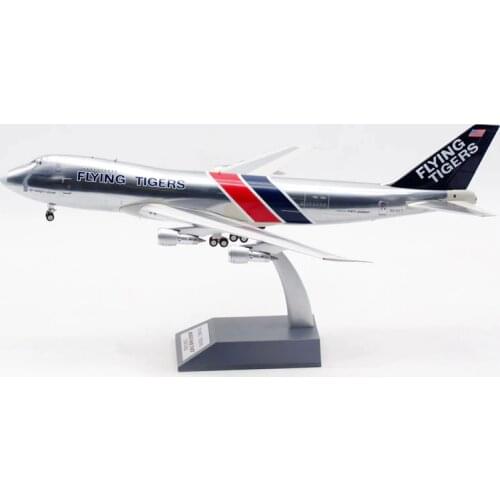 1:200 Scale B747-200 N810FT Diecast American Flying Tigers Airline airplane model Toy w base landing gear alloy aircraft plane