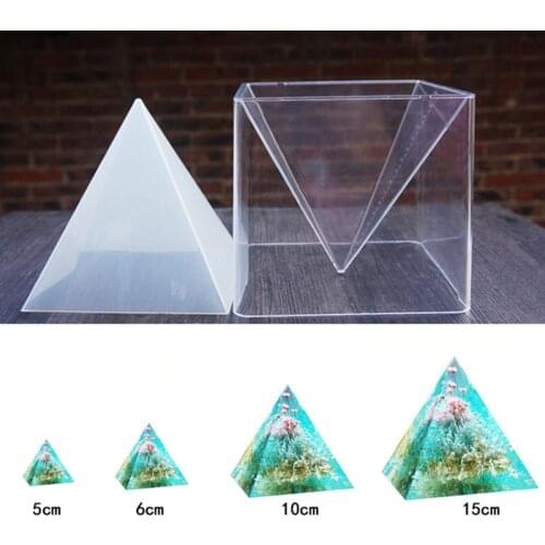 1pc Super Pyramid Silicone Mould DIY Resin Craft Jewelry Mold + Plastic Frame For Plaster Wax Soap Candle Making